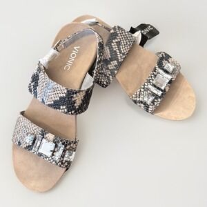 Vionic By Orthaheel Leather Embellished Sandals - Dupre - Natural Snake Sz 9